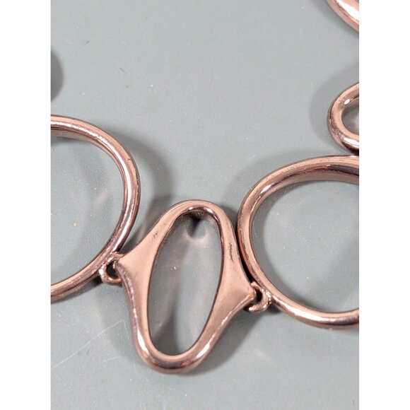 Fossil Rose Gold Tone Copper Tone Geometric Oval Chain Bracelet 7" - Picture 3 of 7